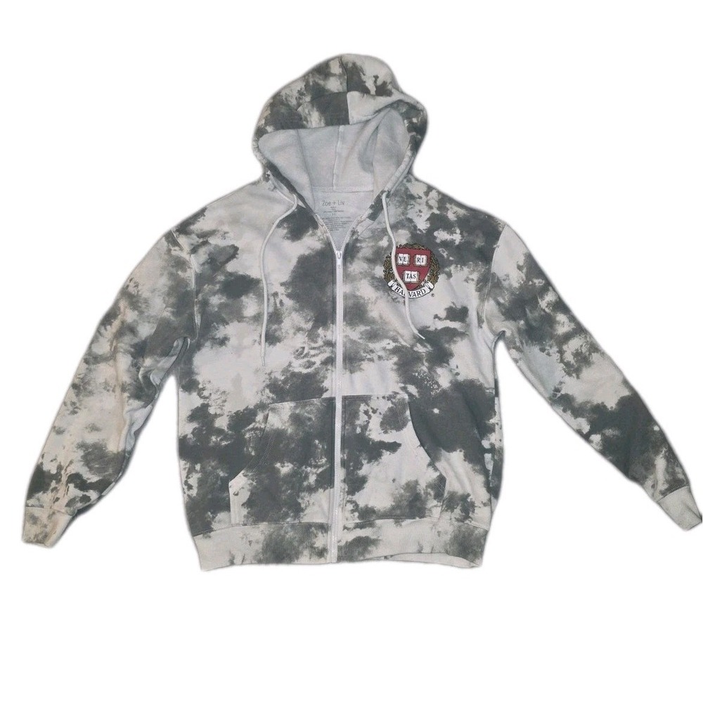 MEDIUM Size Harvard Athletic Zip-Up Hooded Graphic Sweatshirt - Gray Men's